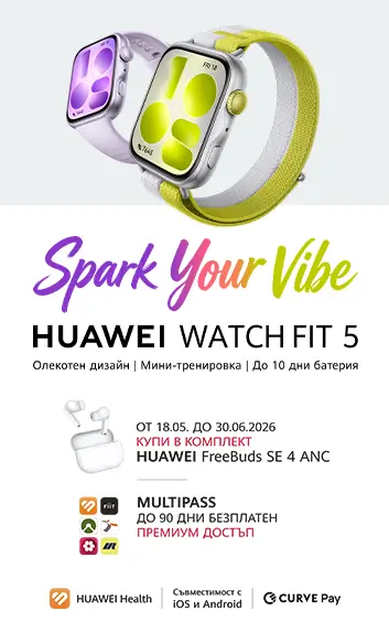Поръчай смарт часовник Huawei WATCH FIT 5 за активен живот от Vivacom. Мобилен екран